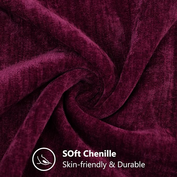 decorUhome Soft Chenille Burgundy Throw Pillow Covers 16X16 Set of 2 | Decorative Fall Couch Pillow Covers Solid Dyed Accent Modern Farmhouse Neutral Square Pillow Cases for Sofa