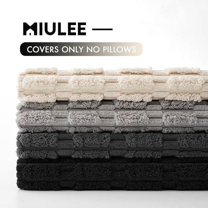 MIULEE Pack of 4 Corduroy Throw Pillow Covers 18x18 Inch Black and White | Neutral Rustic Farmhouse Boho Soft Striped Pillow Covers,Home Decor for Sofa,Living Room,Couch,Bed