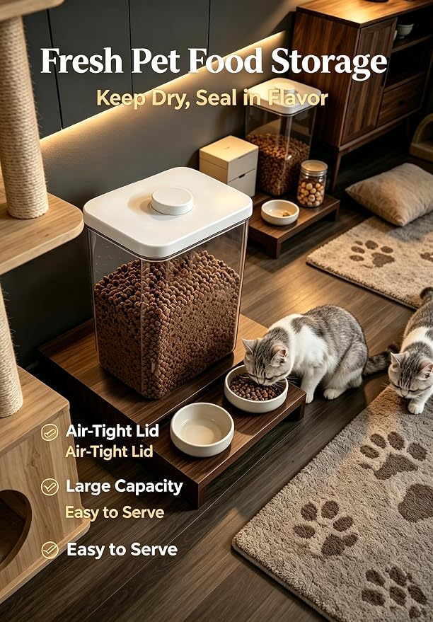 LivLab Mker Pet Food Storage Container With Lids & Cup