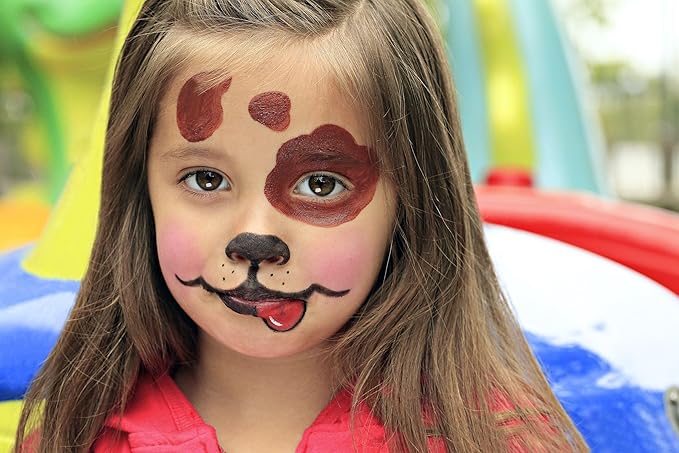CCbeauty Brown Face Paint Stick,Face Painting Kit,Professional Oil Based Body Paint,Non Toxic SFX Makeup For Deer Elk Bear Halloween Costume Cosplay,Full Coverage Painting Foundation + Makeup Sponge