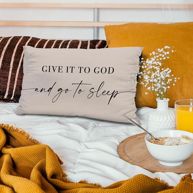 Give It to God and Go to Sleep, Decorative Corduroy Pillows Cover for Bed,Corduroy Pillows Cover for Bed,12x20 Inch Pillow Case,Decorative Corduroy Pillows Cover for Room（Tawny 12" x 20"）