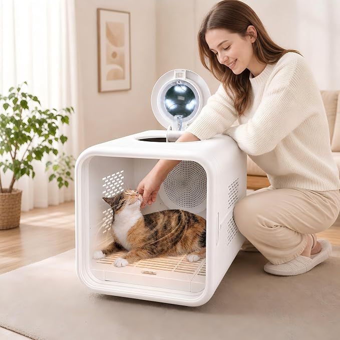 Pet Dryer Box Cat Dryer Small Dog, Petting Window Quiet Fast