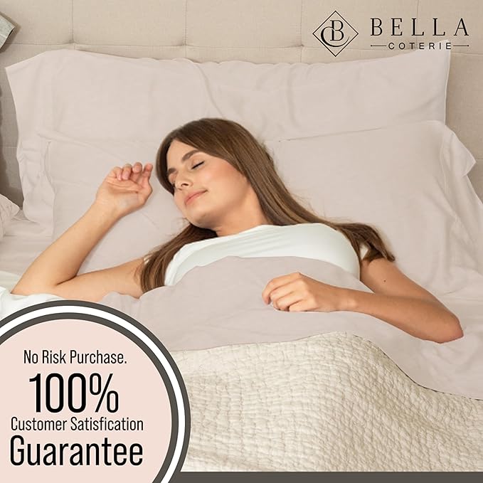 Bella Coterie Luxury Bamboo Viscose Twin XL Size Sheet Set | 100% Organically Grown | Ultra Soft | Cooling for Hot Sleepers | 18" Deep Pocket [Dune]