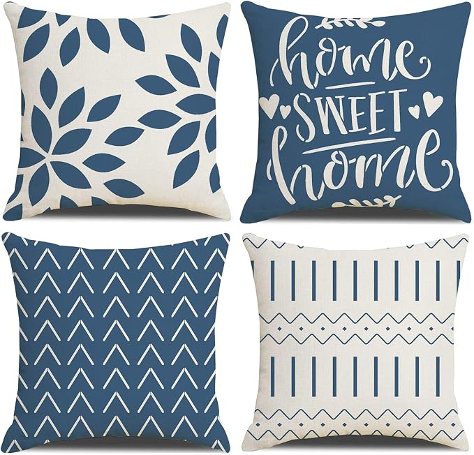 Throw Pillow Covers 16x16 Inch, Pillow Covers 16x16,Squar Pillow Covers Set of 4 Boho Modern Farmhouse Neutral Decorative Pillowcases Linen Cushion Case for Couch, Bed, Home Decor