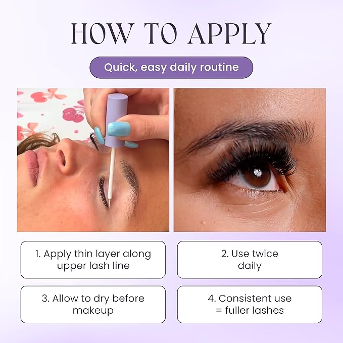 LivBay Thicky Thick Lash Growth Serum, Eyelash Growth Serum with Peptides & Botanicals, Lash Booster for Longer, Fuller & Thicker Lashes, Compatible with Extensions, 5ml