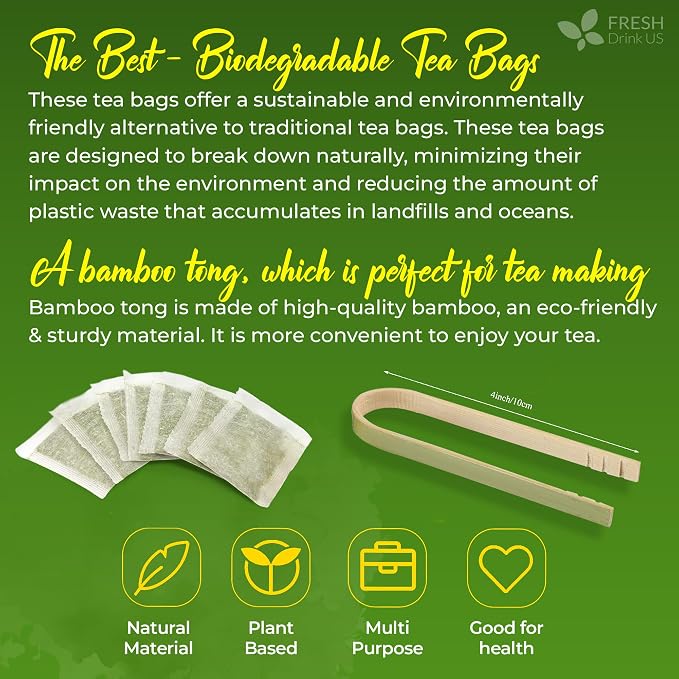 FreshDrinkUS, Premium 30 Horsetail Leaf Tea Bags, 100% Natural & Pure from Horsetail Loose Leaves Herbal Tea. Made with Natural Material Tea Bags. No Sugar, No Caffeine, No Gluten, Vegan.