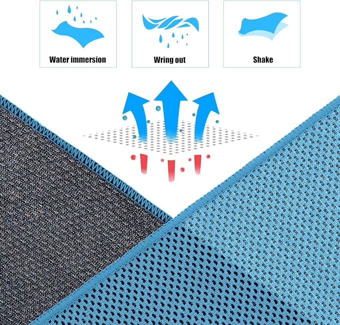 Cooling Towel (Pack of 20, 40"x12") with Pouches for Sports, Workout, Fitness, Gym, Yoga, Golf, Pilates, Travel, Camping & More