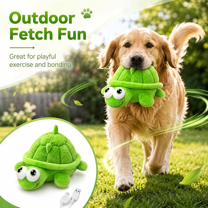 Interactive Dog Toys, Moving Turtle Dog Toy, Rechargeable Bouncing Ball Toy
