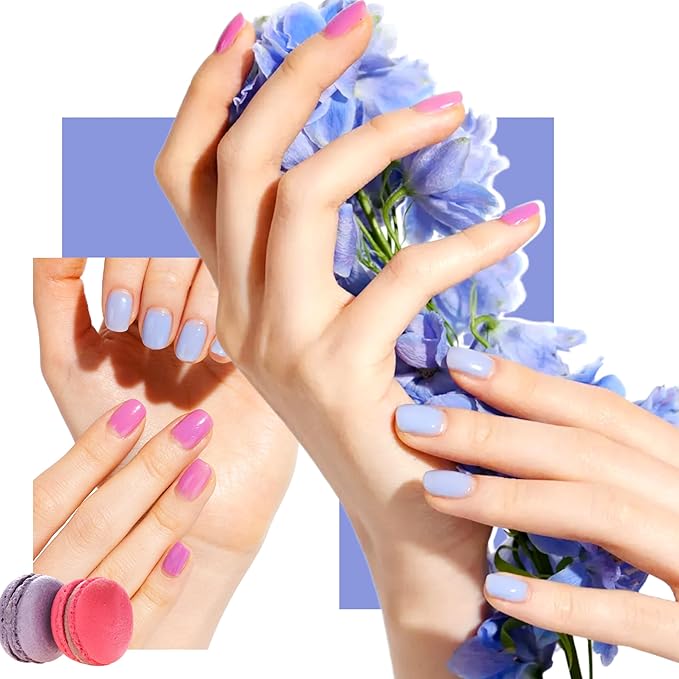 Breathable Halal Vegan Nail Polish – Water-Based 3pc Gift Set (Blue Purple + Lilac Pink + Clear Top Coat) | Non-Toxic, Peel-Off, Cruelty-Free, Eco-Friendly, 0.51 fl oz