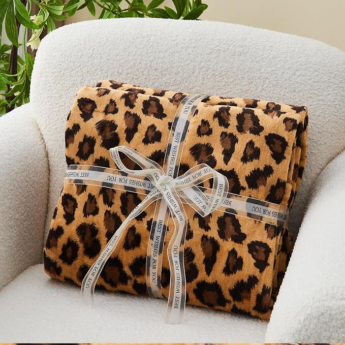 Leopard Print Throw Blanket Valentines Day Gifts for Men Thick Soft Fuzzy Cheetah Print Blanket Room Decor for Bed Couch Sofa - 50"x60", Dark Brown