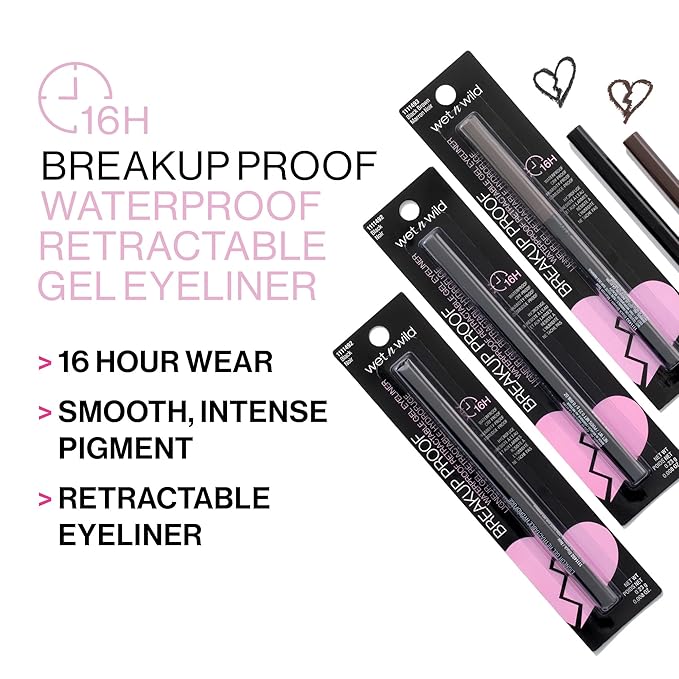 wet n wild Gel Eyeliner, Retractable, Brick Brown | Waterproof | Smudge-Resistant | Cruelty-Free & Vegan | Pack of 2