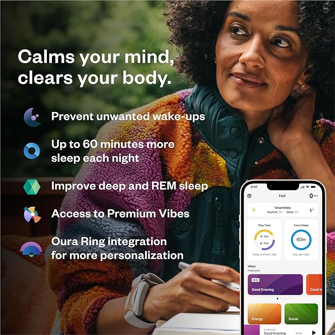 Apollo Neuro Wearable & 12-Month SmartVibes AI Membership – Sleep Aid & Stress Relief Device | Fall Asleep Faster, Sleep Longer & Deeper | Boost Focus, Relaxation & Calm (Twilight)
