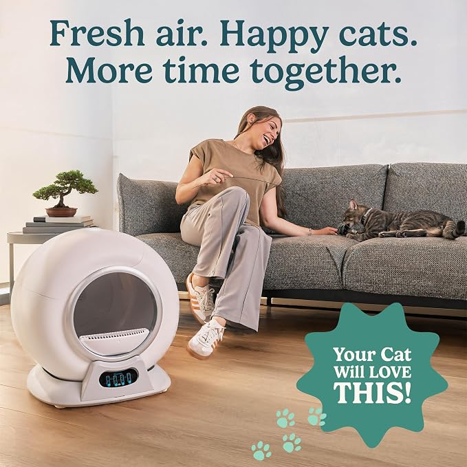 Petcove Automatic Self Cleaning Litter Box for Multiple Cats - PurrTek with Smart App (5GHz Wi-Fi), Triple Odor Control, Quiet Operation & Advanced Safety Sensors