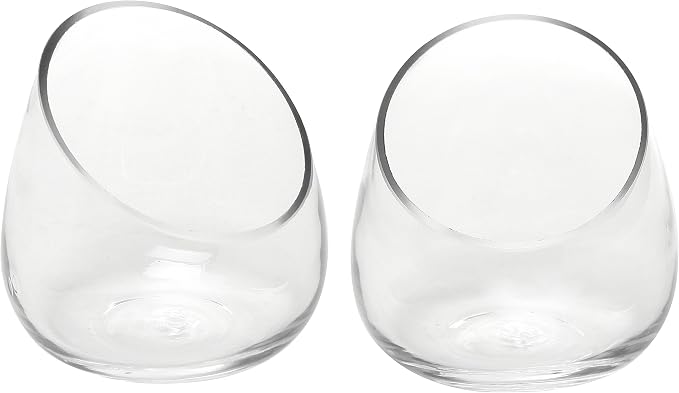 MyGift Clear Glass Air Plant Terrarium Jars, Mini Vase Set of 2 | Versatile glass jars display air plants, succulents, candles, or treats as elegant tabletop décor for any space
