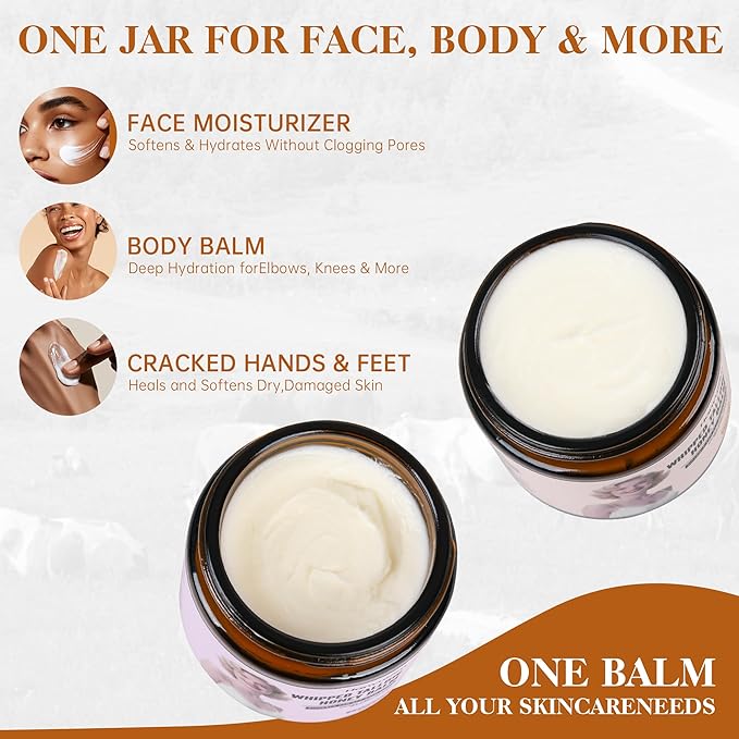 Whipped Tallow Cream for Face & Body - 100% Grass-Fed Beef Tallow, Natural Honey & Beeswax Moisturizer, Deep Hydration & Nourishment, Oil-Free & Unscented, Fast Absorbing-Lavender