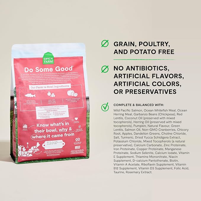 Open Farm Grain Free Dry Cat Food, Wild-Caught Salmon Kibble, 4lb Bag | All Life Stages, High Protein, Prebiotic Fibers, 100% Traceable Ingredients, Non-GMO Fruits & Veggies.