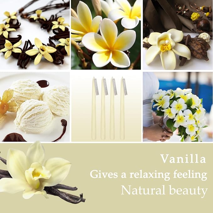 Ivory Taper Candles 4 Pack Vanilla Cream Scented Candles 10 inch Long Candlesticks for Wedding Festiva Dinner Holiday Decor