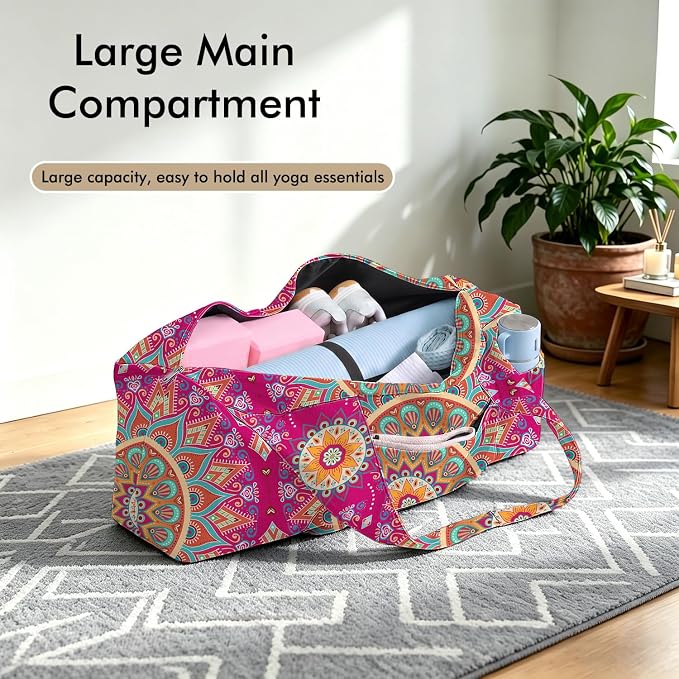 Yoga Mat Bag Large Yoga Bag and Carrier with Strap Zipper and Pockets Fits All Your Stuff Yoga Tote Pilates Bags for Women Fit Most Size Mats