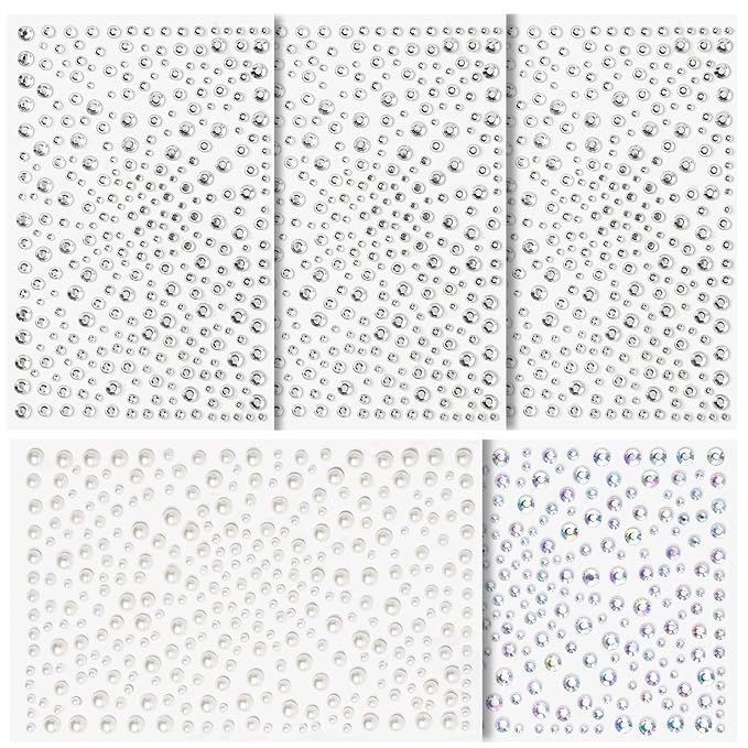 Teenitor Self Adhesive Face Gems For Women, Face Jewels and Pearls for Makeup, Face Rhinestone Hair Gem Stickers for Face, Eye, Hair, Body, Nail