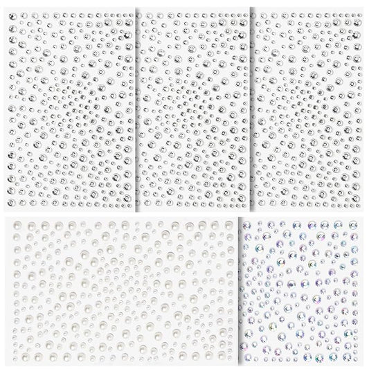Teenitor Self Adhesive Face Gems For Women, Face Jewels and Pearls for Makeup, Face Rhinestone Hair Gem Stickers for Face, Eye, Hair, Body, Nail