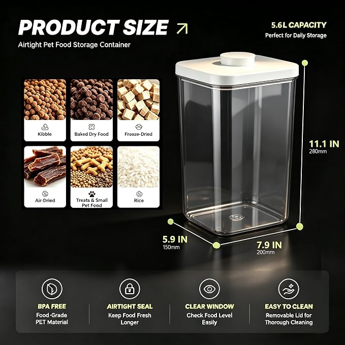 LivLab Mker Pet Food Storage Container With Lids & Cup