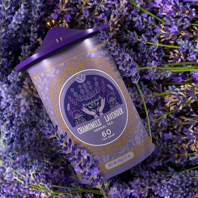 Life Plus Style Gourmet Pagoda Garden Chamomile Lavender Herbal Tea Caffeine Free Hot or Iced Floral Blend Natural Delicious Sleep Tea 60 Tea Bags