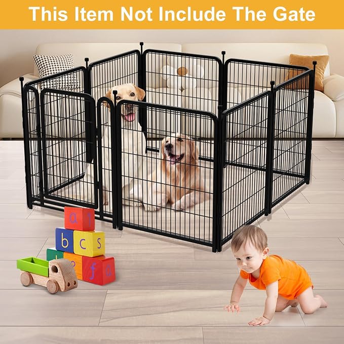 Getlay Garden Fence 40 Inch 14 Panels Without Gate, Total 31 Ft(L) Garden Fence for Yard and Dog, Black Dog Pen Wide Door, Metal Dog Pen Heavy Duty Pet Puppy Exercise Pen for Rv Camping