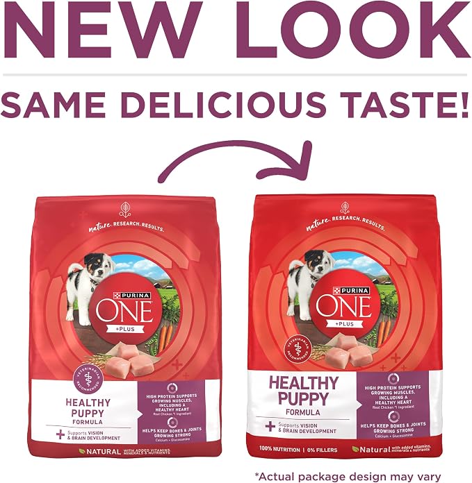 Purina ONE Plus Healthy Puppy Dry Food, Chicken, 8 lb Bag | High protein dog food for puppies, real chicken, DHA to support vision and brain development, antioxidants for immune support