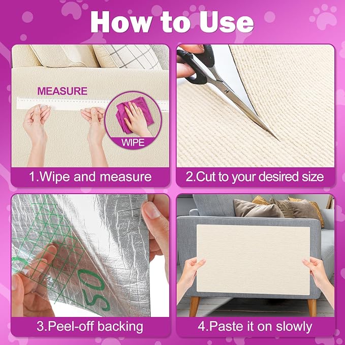 ENONCI 23.6x15.8 Cat Scratcher Mat, Self-Adhesive Cat Scratch Furniture Protector