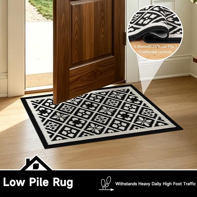 Ileading Indoor Door Mat 2x3ft, Absorbent Muddy Mats for Dogs, Low-Profile Entrance Welcome Mat with Non-Slip Rubber Backing, Washable Runner Carpet for Hallway,Entryway,Kitchen