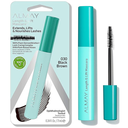 Almay Lengthening Mascara, Volume & Lift, Eye Makeup, Hypoallergenic and-Fragrance Free, 030 Black Brown, 0.24 fl oz.