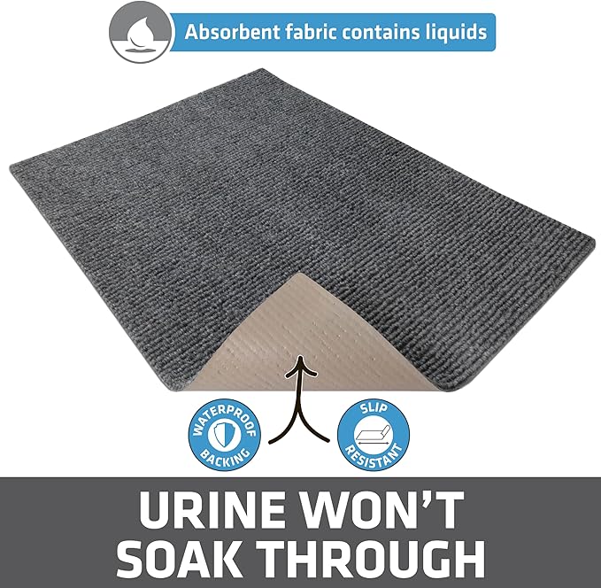 Drymate Cat Litter Box Mat, Litter Trapping Mat, Grey, 20x28 | Waterproof, Urine-Proof, Absorbent, Machine Washable, Soft on Paws, Contains Mess, Protects Floors, Kitten Supplies, USA Made