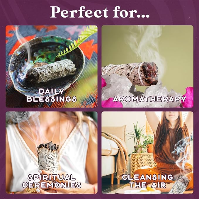 White Sage Bundles - 6 Pack - Sage Smudge Stick for Home Cleansing Incense Healing Meditation and California Smudge Sticks Rituals - 4 inch