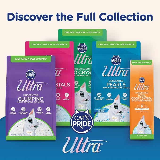 Ultra by Cat's Pride Micro Crystals Litter with 30-Day Odor Control, 15lbs