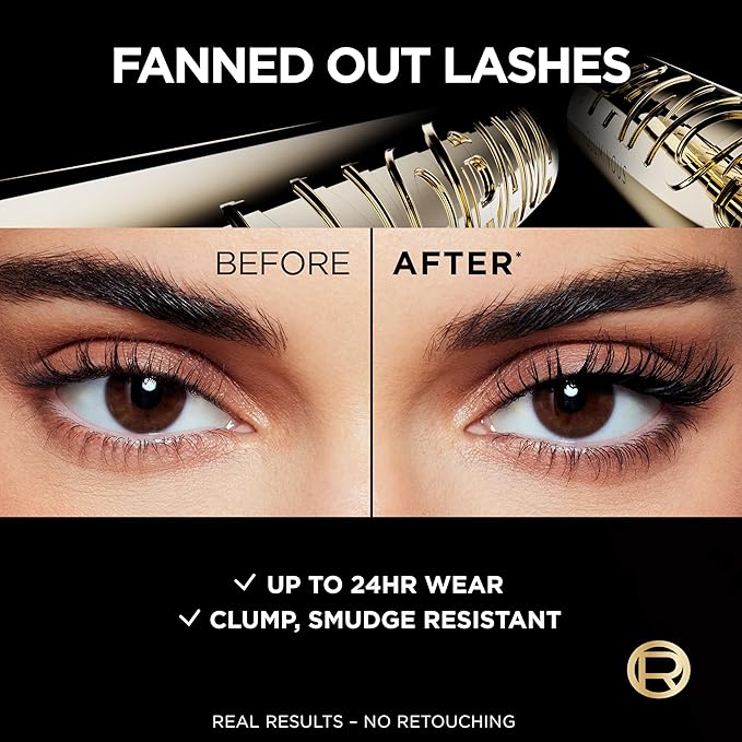 L'Oreal Paris Voluminous Panorama Mascara, Volumizing and Lengthening Mascara, Washable Longwear and Smudge Resistant Make Up, Blackest Black, 0.33 Fl Oz