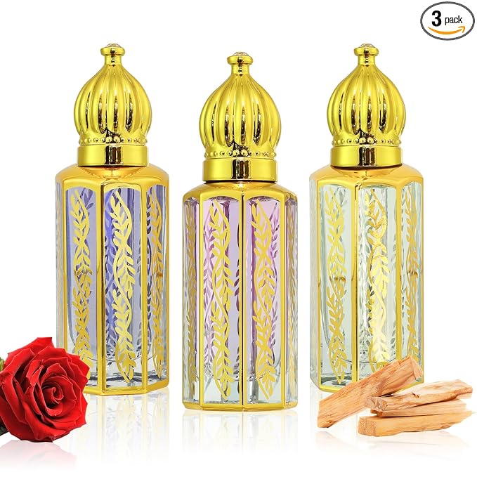 Arabic Perfume Oil for Women, Long Lasting Arabian Perfume Oil Roll On Rose, Sandalwood, Musk, 0.4 fl. oz