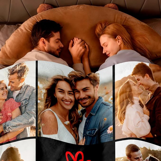SHIPS NEXT DAY Custom Blanket with Picture Text Personalized Throws Blanket with Photos Customize Blanket Customizable Blankets Customized Gifts for Mom Dad Couple Girlfriend Boyfriend Wife Husband