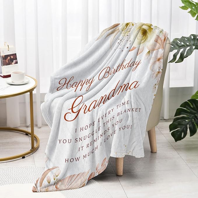 Grandma Birthday Gifts from Granddaughter, Best Birthday Gifts for Grandma, Grandmother Birthday Gifts from Grandchildren, Birthday Presents for Grandmother Throw Blanket 60 x 50 Inch
