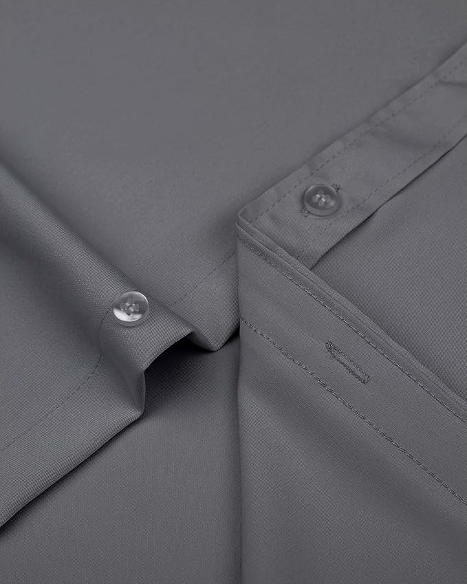 J.VER Men's Dress Shirts Solid Long Sleeve Stretch Wrinkle-Free Formal Shirt Business Casual Button Down Shirts