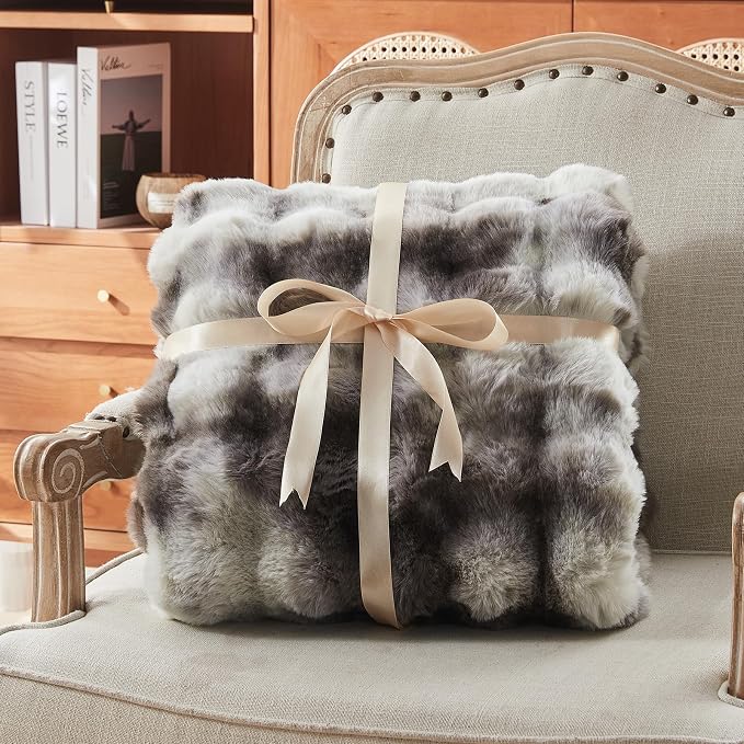 Faux Fur Throw Blanket for Couch, 1000 GSM Cozy Fuzzy Fluffy Soft Plush Thick Bubble Sherpa Blanket for Sofa Bedroom Living Room, Mothers Day Birthday Gifts for Women Home Decor