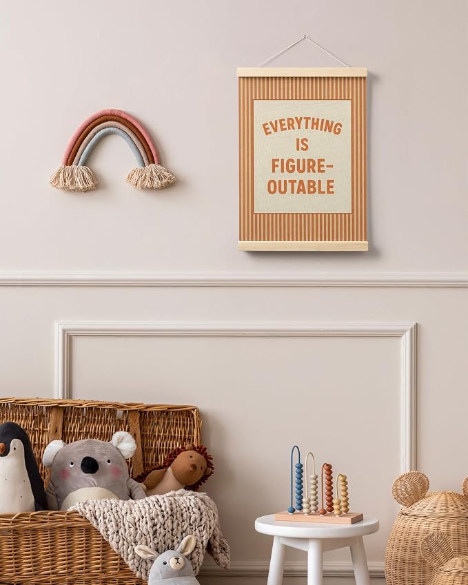 FGFK Everything Is Figureoutable Positive Affirmations Wall Art Poster Hanger Frame, Retro Orange Inspirational Canvas Prints Framed Wall Decor for Office Classroom Home Bedroom, 12x16 Inch