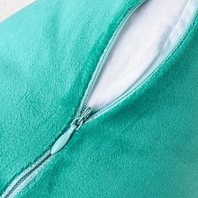 NiNi ALL Aqua Green Velvet Throw Pillow Covers 18x18 Pack of 2 Decorative | Couch Soft Solid Boho Cushion Squar Pillow Cases for Chair Sofa Bedroom Farmhouse Living room Modern Luxury Home Christmas