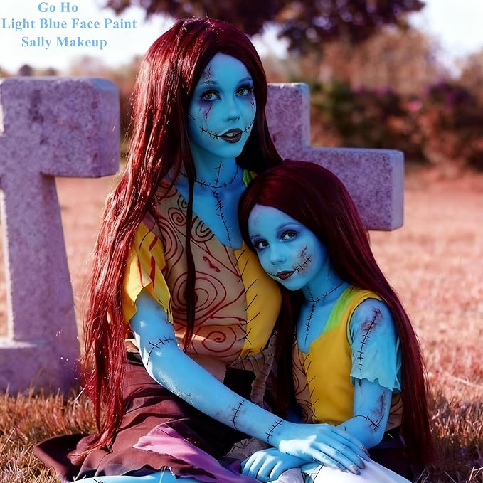 Go Ho Light Blue Face Body Paint Stick,Water Based Washable Pale Blue Face Paint Stick,Full-coverage Cream Blue Body Paint for Halloween Costumes Cosplay SFX Ghost Bride Sally Makeup