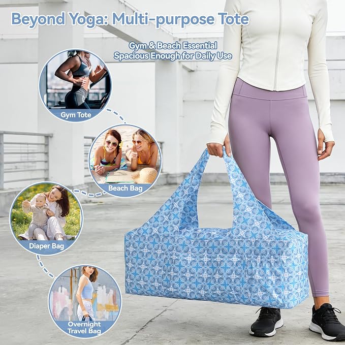BOULDER BEE Yoga Mat Bag with Wet Pocket, Large Yoga Mat Carrier Fits All Your Stuff, Personalized Yoga Gifts, Gym Tote Bag for Women