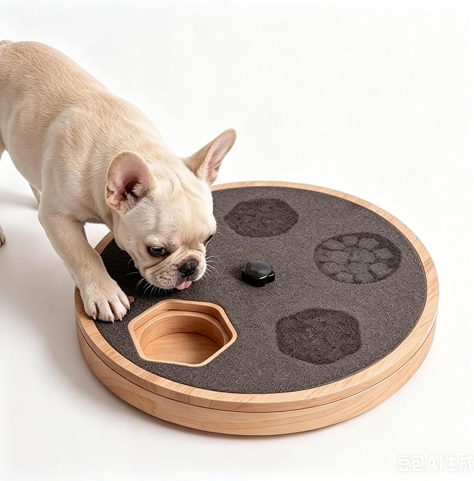 Dog Nail Scratch Board with Treat Box, Dog Scratch Pad for Nails, Rubberwood Adjustable Dog Nail File Toy for Stress-Free Grooming, Treat Scratch Puzzle, Large Size, Natural Wood Color