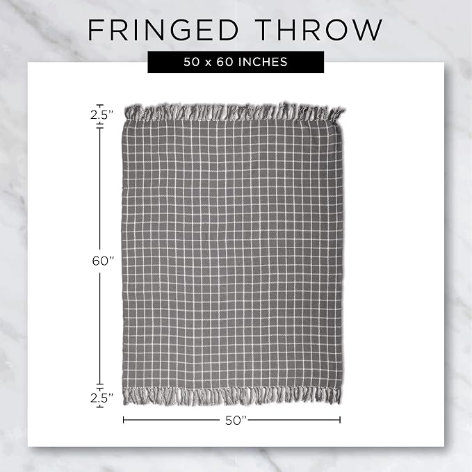 DII Rustic Farmhouse Double Diamond Woven Throw, 50x60, Mineral