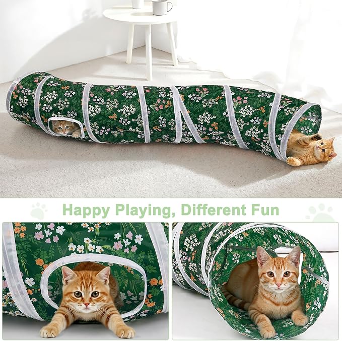 Glittme S-Shape Cat Tunnel, Foldable Cat Tunnels for Indoor Cats