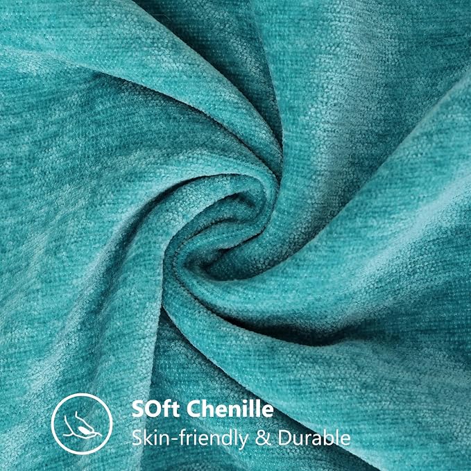 decorUhome Soft Chenille Throw Pillow Covers 26x26 Set of 2 Turquoise | Fall Textured Decorative Throw Pillow Cases Stitched Edge Modern Farmhouse Luxury Boho Velvet for Couch Sofa Bed Home Decor