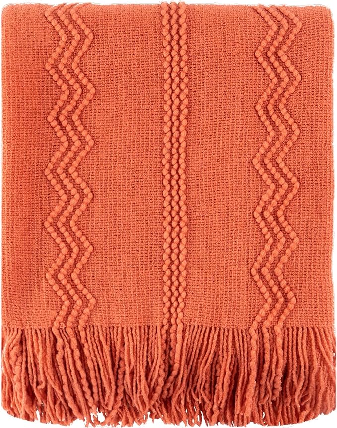 BATTILO HOME Orange Fall Throw Blanket for Couch Sofa, Knitted Decorative Blankets Throws Halloween Throw Blanket Fall Decorations Home Decor (Salmon, 50"x60") | Knitted Decorative Blankets & Throws, Halloween Throw Blanket Fall Decorations for Home Decor