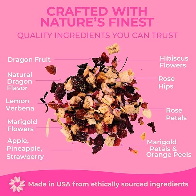 Katy’s Dragonfruit Loose Leaf Tea - Hibiscus, Dragonfruit & Pineapple - Premium Herbal Fruit Tea, Caffeine-Free, Sugar Free - Hot or Iced Tea - 30+ Cups - Woman-Owned
